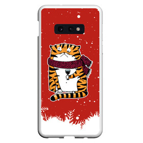 Чехол для Samsung S10E с принтом грустный тигр с бокалом вина в Новосибирске, Силикон | Область печати: задняя сторона чехла, без боковых панелей | 2022 | год тигра | новый год | новый год 2022 | символ года | тигр | тигренок | тигрица | тигры