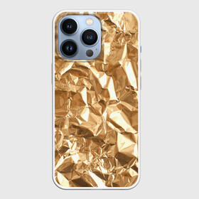 Чехол для iPhone 13 Pro с принтом Мятая Фольга в Новосибирске,  |  | золотая фольга | золотой фон | мятая фольга | принт | фольга
