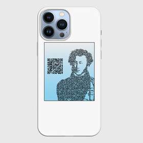 Чехол для iPhone 13 Pro Max с принтом QR   Пушкин в Новосибирске,  |  | lockdown | qr код | литература | портрет | поэт | пушкин