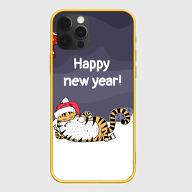 Чехол для iPhone 12 Pro с принтом Happy New Year 2022 Тигр в Новосибирске, силикон | область печати: задняя сторона чехла, без боковых панелей | Тематика изображения на принте: 2022 | год тигра | новый год | новый год 2022 | символ года | тигр | тигренок | тигрица | тигры