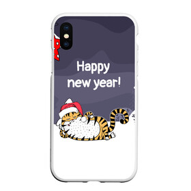 Чехол для iPhone XS Max матовый с принтом Happy New Year 2022 Тигр в Новосибирске, Силикон | Область печати: задняя сторона чехла, без боковых панелей | Тематика изображения на принте: 2022 | год тигра | новый год | новый год 2022 | символ года | тигр | тигренок | тигрица | тигры