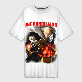 Платье-футболка 3D с принтом Сайтама и Генос One Punch Man в Новосибирске,  |  | genos | genoсide | hagemanto | jenosu | one punch man | one punchman | onepunchman | oni saibogu | saitama | sensei | аниме | ван панч мен | ванпанчмен | генос | кибердемон | кибернетическое тело | лысый плащ | манга | сайтама | сильнейший человек