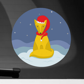 Наклейка на автомобиль с принтом Лиса на снегу в красной зимней шапке в Новосибирске, ПВХ |  | звезды | зима | колпак | круг | лис | лиса | лисенок | мех | милота | небо | новый год | ночь | пес | праздник | снег | собака | шапка | щенок