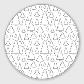 Круглый коврик для мышки с принтом Простые елочки в Новосибирске, резина и полиэстер | круглая форма, изображение наносится на всю лицевую часть | белый | елка | елочка | зима | зимний | простой узор