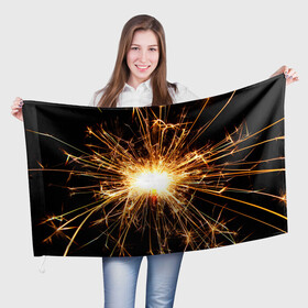 Флаг 3D с принтом фейерверк души в Новосибирске, 100% полиэстер | плотность ткани — 95 г/м2, размер — 67 х 109 см. Принт наносится с одной стороны | искры | праздник | салют | фейерверк | хлопушка