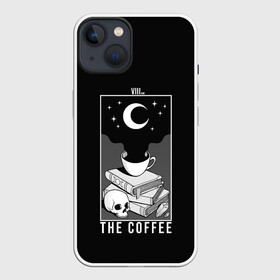 Чехол для iPhone 13 с принтом The Coffee. Occult в Новосибирске,  |  | bone | bones | book | coffee | even | key | moon | night | occult | skull | space | star | tea | the | universe | вечер | вселенная | закат | звезда | звезды | ключ | книга | космос | кости | кость | кофе | луна | небо | ночь | оккультизм | оккультная | о