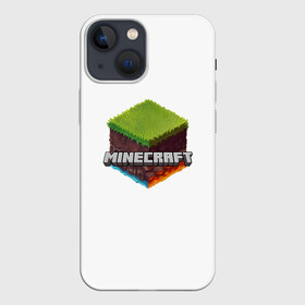 Чехол для iPhone 13 mini с принтом Minecraft кубик в Новосибирске,  |  | minecraft | дизайн | друзьям | игры | майнкрафт