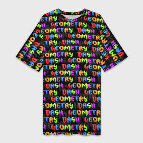 Платье-футболка 3D с принтом GEOMETRY DASH  УЗОР  PATTERN в Новосибирске,  |  | 2d игра | geometry dash | logo | mobile game | pattern | robtop | space | геометри даш | космос | кубики | кубы | лого | мобильная игра | неон | узор