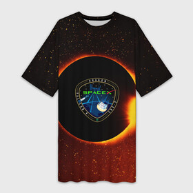 Платье-футболка 3D с принтом SPACE X сингулярность в Новосибирске,  |  | астрономия | галактика | горизонтсобытий | илонмаск | космос | марс | ракета | сингулярность | чёрнаядыра
