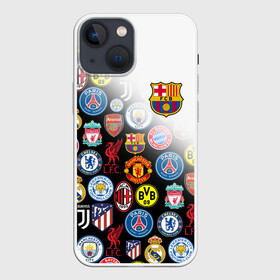 Чехол для iPhone 13 mini с принтом FC BARCELONA LOGOBOMBING в Новосибирске,  |  | barca | barcelona | fc barca | барка | барселона