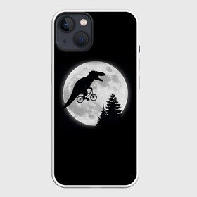 Чехол для iPhone 13 с принтом T REX НА ЛУНЕ в Новосибирске,  |  | bicycle | bike | fly | moon | rex | trex | tyrannosaur | бикукле | динозаврик | животные | летающий динозавр | луна | на велосипеде на фоне луны | ночной пейзаж | палеонтология | пародия | полёт | прикол | т рекс