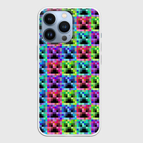 Чехол для iPhone 13 Pro с принтом МАЙНКРАФТ   MINECRAFT ЦВЕТНЫЕ КРИПЕРЫ в Новосибирске,  |  | block | creeper | cube | minecraft | pixel | tnt | блок | геометрия | крафт | крипер | кубики | майнкрафт | пиксели | тнт