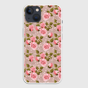 Чехол для iPhone 13 с принтом Нежные розовые розы в Новосибирске,  |  | арт | бутон | бутон розы | бутоны | бутоны роз | бутоны цветов | жемчуг | жемчужины | рисунок | роза | розовая роза | розовые бутоны | розовые розы | розовый бутон | розы | цветок | цветы | яркие цветы