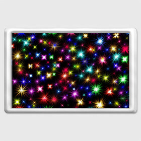 Магнит 45*70 с принтом ПРАЗДНИЧНЫЕ ОГОНЬКИ в Новосибирске, Пластик | Размер: 78*52 мм; Размер печати: 70*45 | christmas | lights | new year | stars | гирлянда | звезды | зима | новый год | огни | праздник | разноцветные | текстура | яркие