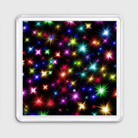 Магнит 55*55 с принтом ПРАЗДНИЧНЫЕ ОГОНЬКИ в Новосибирске, Пластик | Размер: 65*65 мм; Размер печати: 55*55 мм | christmas | lights | new year | stars | гирлянда | звезды | зима | новый год | огни | праздник | разноцветные | текстура | яркие