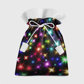 Подарочный 3D мешок с принтом ПРАЗДНИЧНЫЕ ОГОНЬКИ в Новосибирске, 100% полиэстер | Размер: 29*39 см | christmas | lights | new year | stars | гирлянда | звезды | зима | новый год | огни | праздник | разноцветные | текстура | яркие