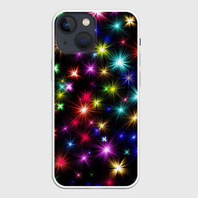 Чехол для iPhone 13 mini с принтом ПРАЗДНИЧНЫЕ ОГОНЬКИ в Новосибирске,  |  | christmas | lights | new year | stars | гирлянда | звезды | зима | новый год | огни | праздник | разноцветные | текстура | яркие
