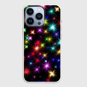 Чехол для iPhone 13 Pro с принтом ПРАЗДНИЧНЫЕ ОГОНЬКИ в Новосибирске,  |  | christmas | lights | new year | stars | гирлянда | звезды | зима | новый год | огни | праздник | разноцветные | текстура | яркие