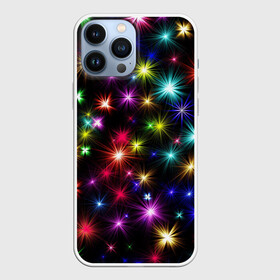 Чехол для iPhone 13 Pro Max с принтом ПРАЗДНИЧНЫЕ ОГОНЬКИ в Новосибирске,  |  | christmas | lights | new year | stars | гирлянда | звезды | зима | новый год | огни | праздник | разноцветные | текстура | яркие