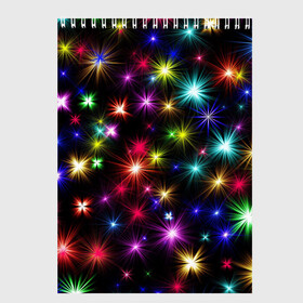 Скетчбук с принтом ПРАЗДНИЧНЫЕ ОГОНЬКИ в Новосибирске, 100% бумага
 | 48 листов, плотность листов — 100 г/м2, плотность картонной обложки — 250 г/м2. Листы скреплены сверху удобной пружинной спиралью | christmas | lights | new year | stars | гирлянда | звезды | зима | новый год | огни | праздник | разноцветные | текстура | яркие