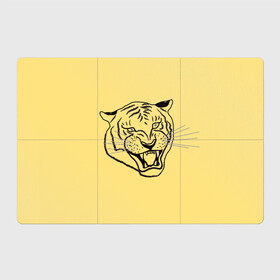 Магнитный плакат 3Х2 с принтом тигр на золотом фоне в Новосибирске, Полимерный материал с магнитным слоем | 6 деталей размером 9*9 см | Тематика изображения на принте: art line | chinese calendar | contour | golden | head | mascot | muzzle | new year | symbol | tiger | year of the tiger | арт лайн | год тигра | голова | золотой | китайский календарь | контур | новогодний | новый год | символ | талисман | тигр