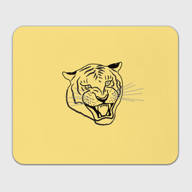 Прямоугольный коврик для мышки с принтом тигр на золотом фоне в Новосибирске, натуральный каучук | размер 230 х 185 мм; запечатка лицевой стороны | art line | chinese calendar | contour | golden | head | mascot | muzzle | new year | symbol | tiger | year of the tiger | арт лайн | год тигра | голова | золотой | китайский календарь | контур | новогодний | новый год | символ | талисман | тигр