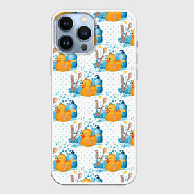 Чехол для iPhone 13 Pro Max с принтом Утенок чистюля в Новосибирске,  |  | Тематика изображения на принте: мойка | птичка | умывание | утенок | утка | чистка зубов | чистюля