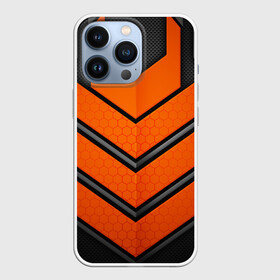 Чехол для iPhone 13 Pro с принтом НАНО БРОНЯ | NANO ARMOR в Новосибирске,  |  | 3d | arm | armor | armour | futuristic | nano | neon | orange | steel | броня | линии | нано | неон | неоновый | оранжевый | плиты | сетка | соты | сталь | стальная | стрелки | футуристичная