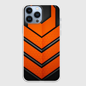 Чехол для iPhone 13 Pro Max с принтом НАНО БРОНЯ | NANO ARMOR в Новосибирске,  |  | 3d | arm | armor | armour | futuristic | nano | neon | orange | steel | броня | линии | нано | неон | неоновый | оранжевый | плиты | сетка | соты | сталь | стальная | стрелки | футуристичная