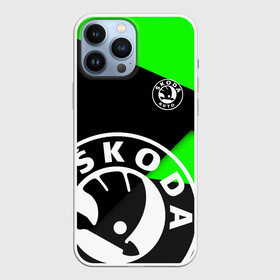 Чехол для iPhone 13 Pro Max с принтом SKODA GEOMETRY SPORT GREEN в Новосибирске,  |  | Тематика изображения на принте: auto sport | autosport | octavia | rapid | rs | skoda | superb | vag | volkswagen | vrs | vw | yeti | авто | авто спорт | автомобиль | автоспорт | ам | ваг | вагавод | ети | карбон | машина | октавия | рапид | суперб | шкода | шкодавод