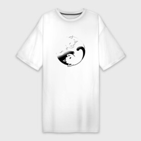 Платье-футболка хлопок с принтом ИНЬ ЯНЬ КОТИКИ, ЧЁРНО БЕЛОЕ в Новосибирске,  |  | Тематика изображения на принте: anime | cat | cats | kitten | love | philosophy | yang | yin | yoga | аниме | инь | йога | кот | котенок | котик | котики | коты | любовь | противоположность | сердце | философия | ян
