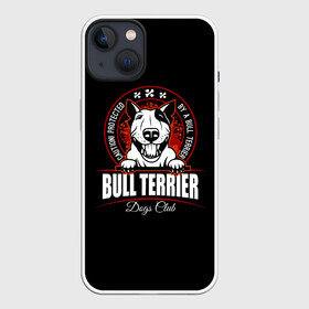 Чехол для iPhone 13 с принтом Бультерьер (Bull Terrier) в Новосибирске,  |  | bull terrier | bulldog | dog | fighting dog | pit bull | terrier | бойцовская собака | бульдог | бультерьер | год собаки | друг человека | животное | зверь | кинолог | кость | пёс | питбуль | порода собак | собака