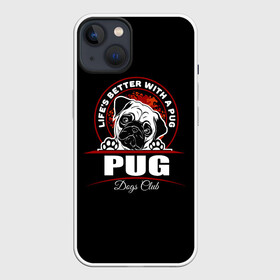 Чехол для iPhone 13 с принтом Мопс (Pug) в Новосибирске,  |  | bulldog | pug | pug dog | pug puppies | бульдог | год собаки | друг человека | дружные мопсы | дядя мопс | животное | зверь | кинолог | мопс | пёс | порода собак | собака боксёр | собака мопс | собаковод | четвероногий