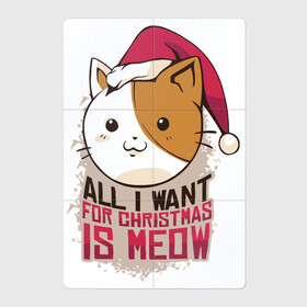 Магнитный плакат 2Х3 с принтом Christmas Cat в Новосибирске, Полимерный материал с магнитным слоем | 6 деталей размером 9*9 см | Тематика изображения на принте: art | cat | christmas | kitty | new year | арт | кот | котик | новый год | рождество