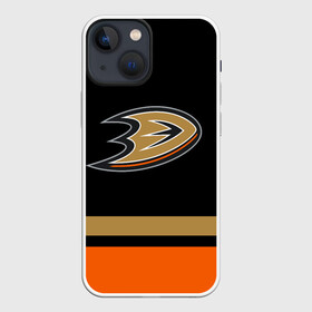 Чехол для iPhone 13 mini с принтом Anaheim Ducks | Анахайм Дакс в Новосибирске,  |  | Тематика изображения на принте: anahaim ducks | anaheim | anaheim ducks | ducks | hockey | mighty ducks | nhl | usa | дакс | могучие утята | нхл | спорт | сша | хоккей | шайба