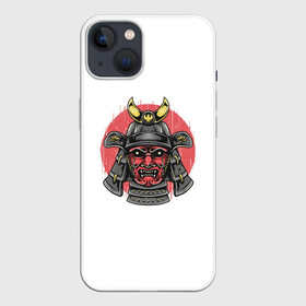 Чехол для iPhone 13 с принтом Красный Шлем Самурая в Новосибирске,  |  | азия | аниме | бушидо | воин | дракон | катана | китай | корея | маска | меч | самурай | шлем | япония