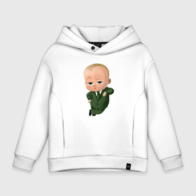 Детское худи Oversize хлопок с принтом Baby Boss в Новосибирске, френч-терри — 70% хлопок, 30% полиэстер. Мягкий теплый начес внутри —100% хлопок | боковые карманы, эластичные манжеты и нижняя кромка, капюшон на магнитной кнопке | baby | babycorp | boss | большой | босс | дети | дитя | малыш | младенец | молокососс | ребенок