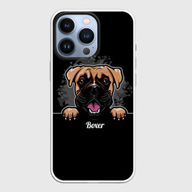 Чехол для iPhone 13 Pro с принтом Боксёр (Boxer) в Новосибирске,  |  | animal | boxer | bulldog | dog | fighting dog | pit bull | бойцовская собака | боксёр | бульдог | год собаки | друг человека | животное | кинолог | немецкий боксёр | пёс | питбуль | порода собак | собака боксёр | собаковод