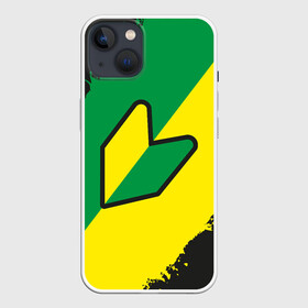 Чехол для iPhone 13 с принтом JDM GREEN YELLOW LOGO в Новосибирске,  |  | 2021 | auto | japanese domestic market | jdm | logo | racing | sport | авто | автомобиль | автомобильные | ам | бренд | джи ди эм | дрифт | лого | логотип | марка | машины | спорт | тюнинг | японовод | японские авто