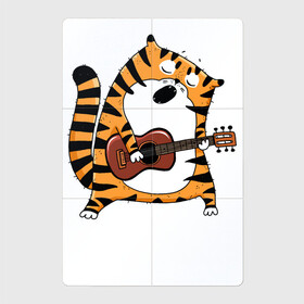 Магнитный плакат 2Х3 с принтом Тигр играет на гитаре в Новосибирске, Полимерный материал с магнитным слоем | 6 деталей размером 9*9 см | Тематика изображения на принте: 2022 | год тигра | новый год | новый год 2022 | символ года | тигр | тигренок | тигрица | тигры