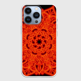 Чехол для iPhone 13 Pro с принтом Огненная мандала в Новосибирске,  |  | абстрактный | абстракция | антистресс | ловец снов | медитативный | медитация | орнамент | плетение | радиальная | узор | этнический