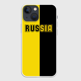 Чехол для iPhone 13 mini с принтом Россия черно желтое RUSSIA - BORUSSIA в Новосибирске,  |  | боруссия | желтое | патриот | россия | черное