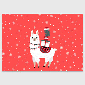 Поздравительная открытка с принтом Лама. Новый год в Новосибирске, 100% бумага | плотность бумаги 280 г/м2, матовая, на обратной стороне линовка и место для марки
 | 2022 | christmas | llama | new year | альпака | животные | звери | зверюшки | кавай | лама | милота | милый | нг | новогодний | новый год | рождество