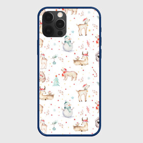 Чехол для iPhone 12 Pro Max с принтом Паттерн с оленями и медведями в Новосибирске, Силикон |  | 2022 | christmas | new year | животные | звери | зверюшки | кавай | медведь | медвежата | милота | милый | нг | новогодний | новый год | олени | олень | рождество