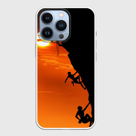 Чехол для iPhone 13 Pro с принтом СКАЛОЛАЗЫ В ЗАКАТЕ в Новосибирске,  |  | mounting | shadow | sun | альпинизм | горы | закат | природа | скалолаз | солнце | спорт | тень