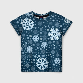 Детская футболка 3D с принтом Новогодние снежинки, новый год в Новосибирске, 100% гипоаллергенный полиэфир | прямой крой, круглый вырез горловины, длина до линии бедер, чуть спущенное плечо, ткань немного тянется | 2021 | 2022 | christmas | merry | merry christmas | new year | snow | sweater | ugly christmas | winter | year of the tiger | год тигра | зима | новогодний | новогодняя | новый год | рождественский | рождественский свитер | рождество | свитер | 