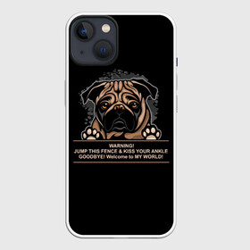 Чехол для iPhone 13 с принтом Собака Мопс в Новосибирске,  |  | bulldog | pug | pug dog | pug puppies | бульдог | год собаки | друг человека | дружные мопсы | дядя мопс | животное | зверь | кинолог | мопс | пёс | порода собак | собака боксёр | собака мопс | собаковод | четвероногий