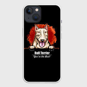 Чехол для iPhone 13 с принтом Собака Бультерьер в Новосибирске,  |  | bull terrier | bulldog | dog | fighting dog | pit bull | terrier | бойцовская собака | бульдог | бультерьер | год собаки | друг человека | животное | зверь | кинолог | кость | пёс | питбуль | порода собак | собака