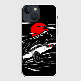 Чехол для iPhone 13 mini с принтом Тойота супра mark 4 при красной луне Toyota supra в Новосибирске,  |  | a80 | ae86 | camry | car | fast furious | jdm | mark 4 | toyota | а80 | камри | марк | машина | супра | тоёта | форсаж