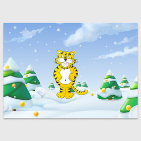 Поздравительная открытка с принтом костюм тигра в Новосибирске, 100% бумага | плотность бумаги 280 г/м2, матовая, на обратной стороне линовка и место для марки
 | 2022 | год тигра | новый год | новый год 2022 | символ года | тигр | тигренок | тигрица | тигры